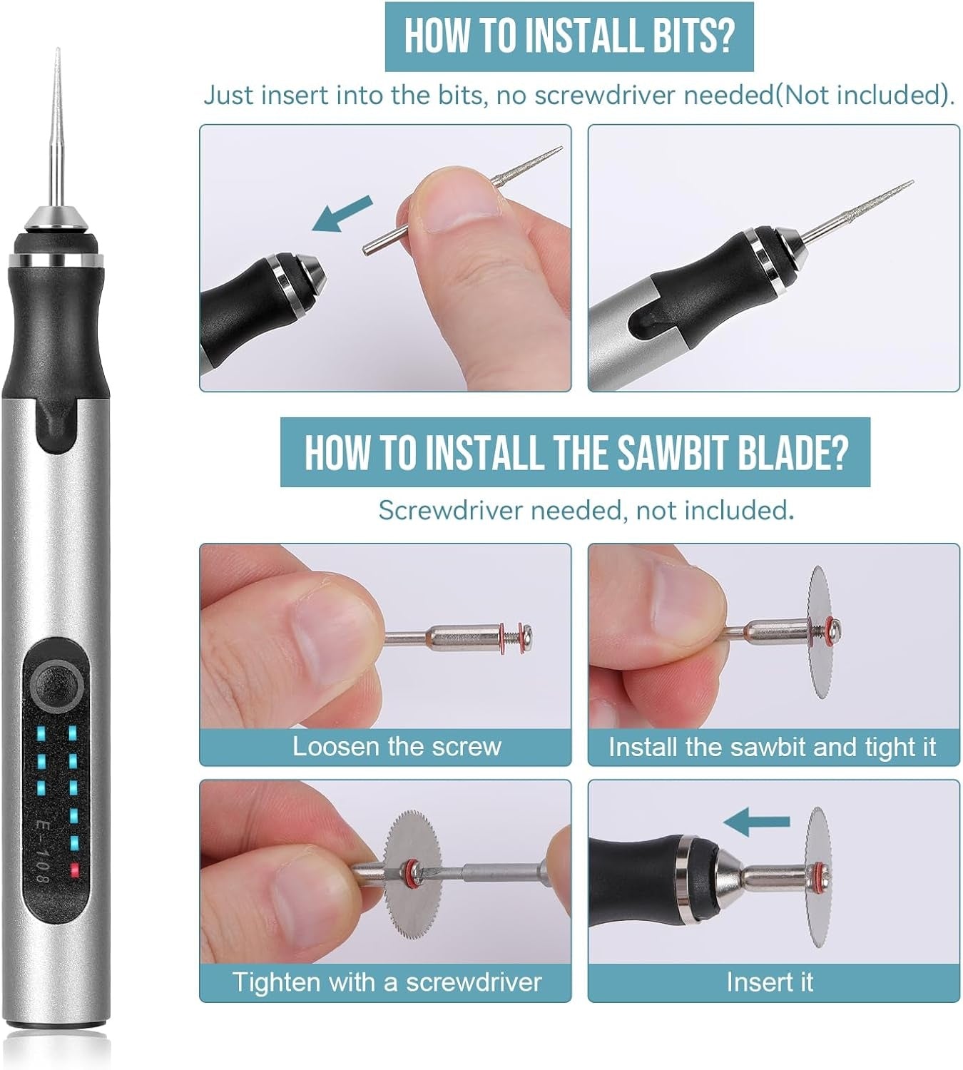 Electric Engraving Pen, A Cordless Engraving And Lettering Tool That Can Be Charged Via USB, Portable DIY Rotating Engraving Device, Suitable For Engraving On Jewelry, Wood, Glass And Stone.