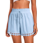 Fashionable Lace-trimmed Beach Casual Loose Lace-up Shorts