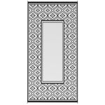 Reversible Outdoor Rug, Waterproof Plastic Straw With Carry Bag, 9 X 18, Black & White Gourd Border