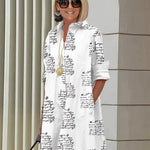 Ladies Shirt Long Sleeve Solid Color Simple Mid Length Dress