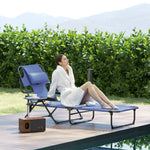Folding Lounge Chair W Reclining Back, Gray