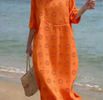 Printed Ladies Long-sleeved Round Neck Dress