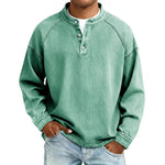 Men's Solid-Colored Casual Top Vintage Long-Sleeve Shirt