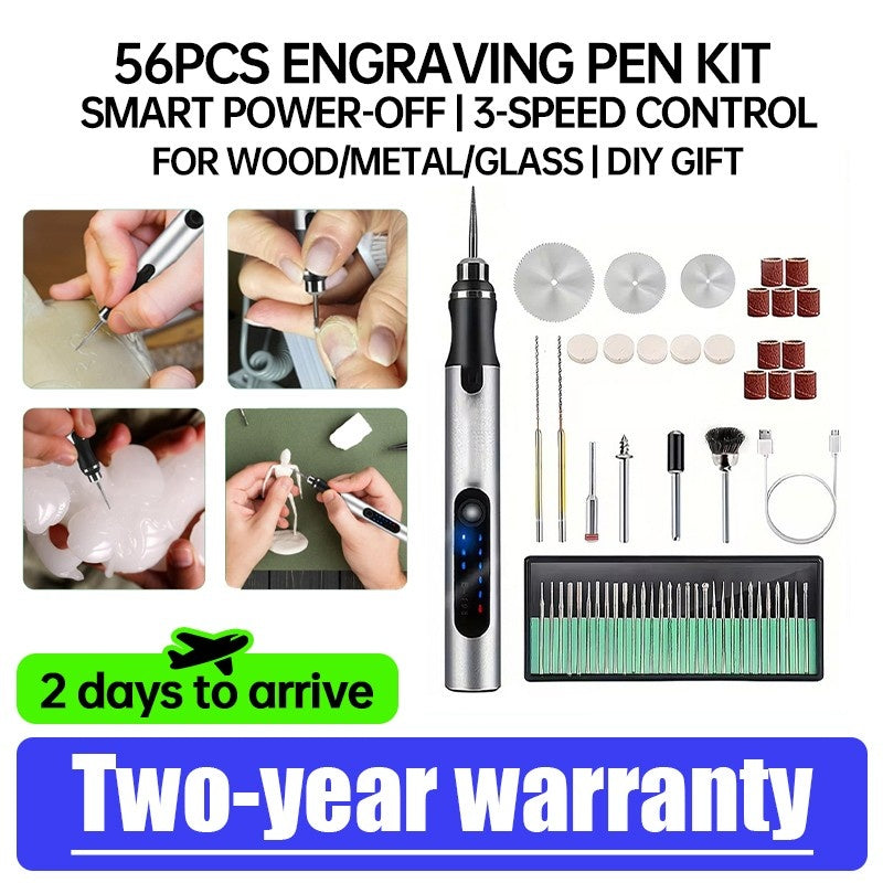 Electric Engraving Pen, A Cordless Engraving And Lettering Tool That Can Be Charged Via USB, Portable DIY Rotating Engraving Device, Suitable For Engraving On Jewelry, Wood, Glass And Stone.