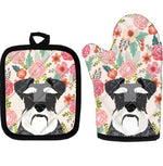 Cute Pug Print Insulated Oven Mitt And Trivet Set 2 Pieces