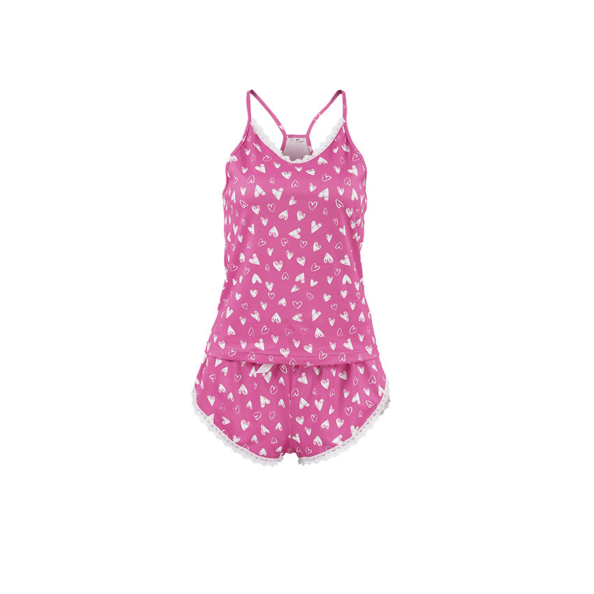 Lace-trimmed Patchwork Knit Loungewear For Women