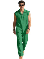 Men's Thin Sleeveless Shirt Casual Sports Suit