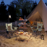 Folding Rocking Camping Chairs, Portable Chairs With Headrest, Cooler Bag, Cup Holder, Carry Bag, 2 Pack, Gray