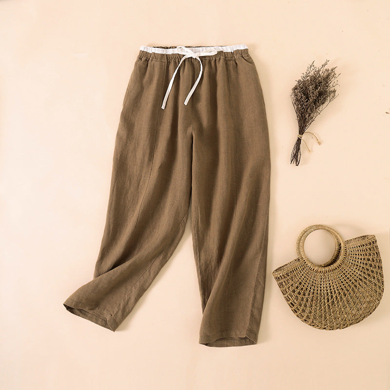 Linen Casual Pants Loose-fitting Harem Carrot Pants