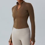 Women's New Fleece-lined Yoga Exercise Jacket Long-sleeved Yoga Clothing Top