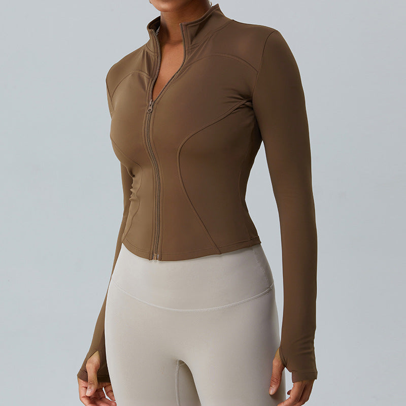 Women's New Fleece-lined Yoga Exercise Jacket Long-sleeved Yoga Clothing Top