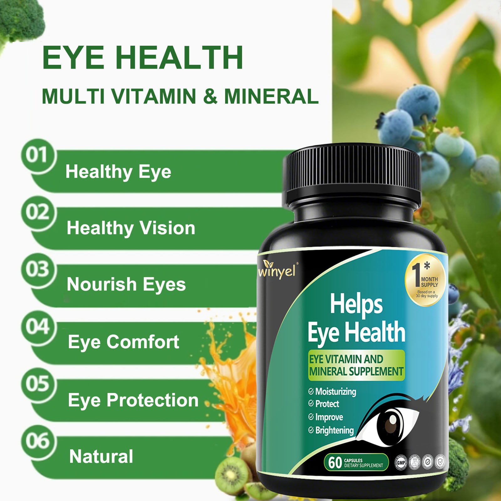 Lutein Eye Supplement - Vitamins, 30-Day Supply For Vision Clarity & Blue Light Protection, Retinal Health For Youngsters & Adults