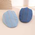 Soft-top Front Hat With Solid Color Stitching, Featuring A Trendy And Retro Design With A Brim. It Is A Newsboy-style Hat Suitable For Daily Casual Outings