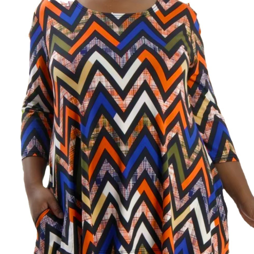 New Best-selling Casual Printed Plus-size Loose-fitting Crew-neck Top