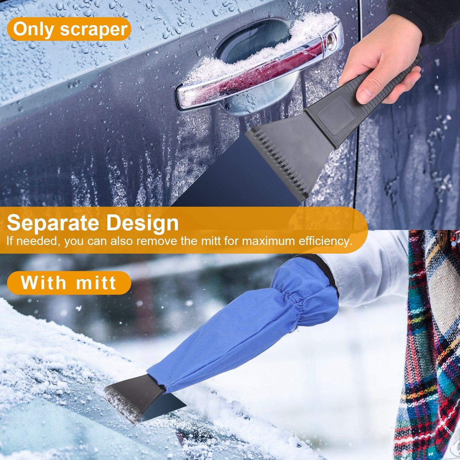 1Pc Ice Scraper Glove Car Windshield Snow Scraper Remover Glove Lined Of Fleece Winter Ice Scraper Mitt Keep Warm