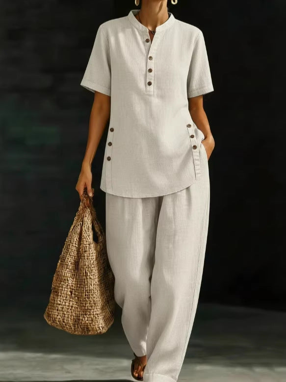 New Casual Shirt And Wide-leg Pants Two-piece Set