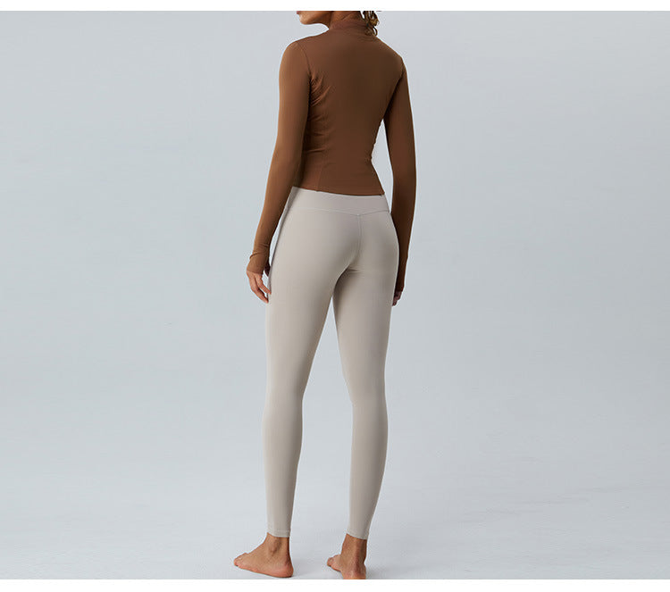 Women's New Fleece-lined Yoga Exercise Jacket Long-sleeved Yoga Clothing Top