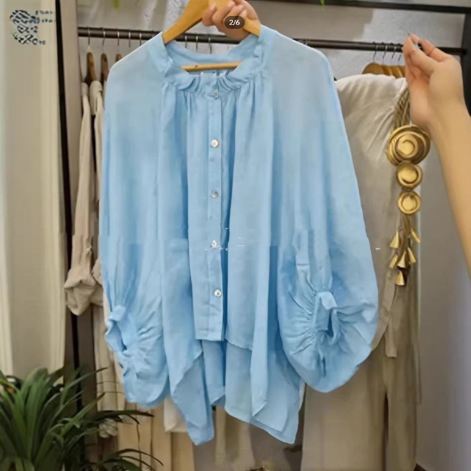 Women's Casual Loose Cotton-Linen Long-Sleeve Shirt