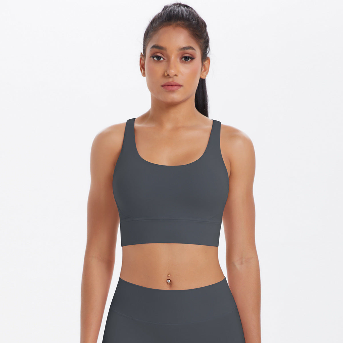 New Nude-Feel Yoga Tank Top Womens Cross-Back Sports Bra