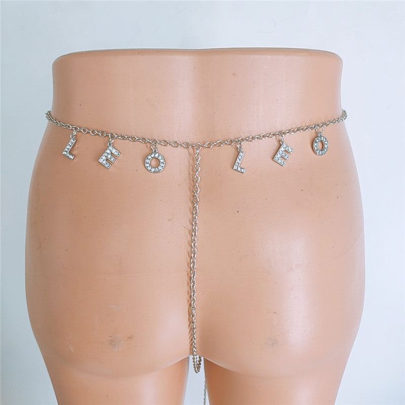 Panty Waistband Diamond Monogram Combination Thong Chain Waist Chain