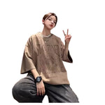 Suede-velvet Short-sleeve T-shirt Men's Summer