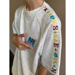 Letter-Embroidered Couple Short-Sleeve T-Shirts