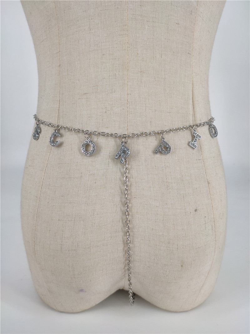 Panty Waistband Diamond Monogram Combination Thong Chain Waist Chain