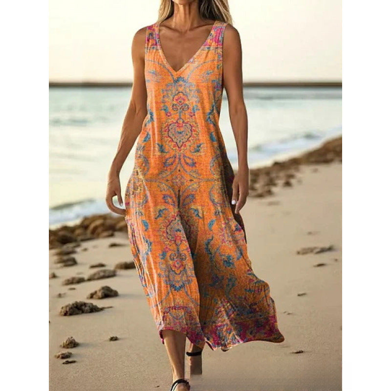 Sleeveless Casual Printed Elegant Slim-fit Dress