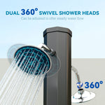 9.2 Gallon Slolar Heated Outdoor Shower With 2 Free-Rotating Shower Heads And Foot Showers For Poolside Beach Spa, 7.1ft