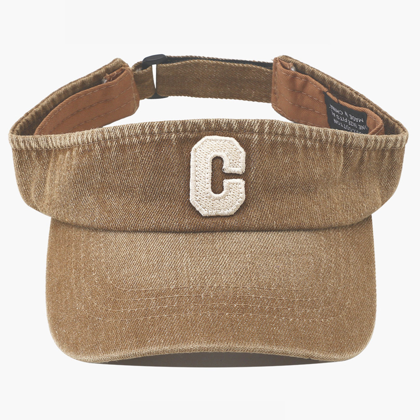 Cross-border Simple Washed Embroidery Three-dimensional Letter  C  Round-top Hat For Outdoor Use, Adjustable Sun Protection Hat, Suitable For Outdoor Golf