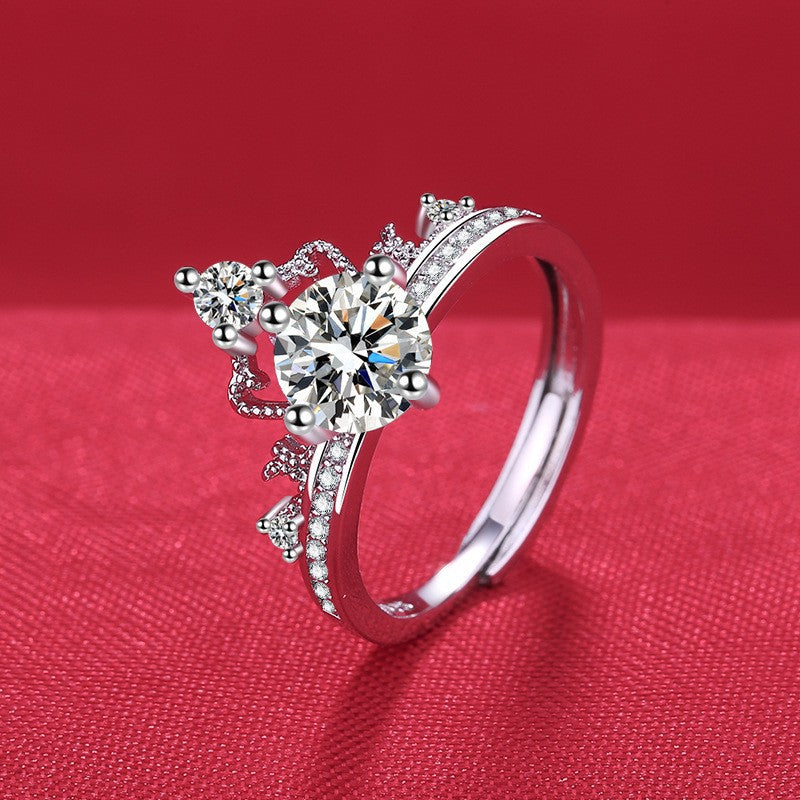 Elegant 1ct Simulated Moissanite Six-Prong Ring Luxury Wedding Jewelry For Women