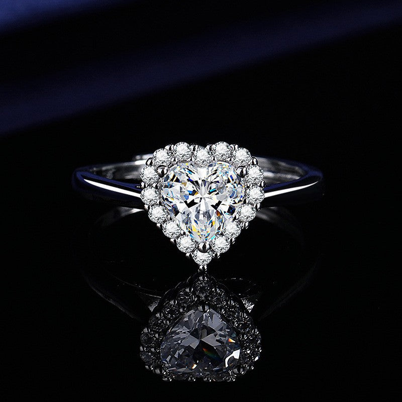 Elegant 1ct Simulated Moissanite Six-Prong Ring Luxury Wedding Jewelry For Women