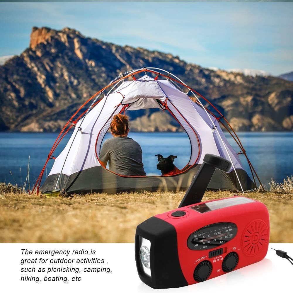 Portable Solar Emergency Weather Radio, Hand-cranked, AM Or FM Channels, NOAA Survival Radio, With LED Flashlight, 2000 MAh Rechargeable Battery, Suitable For Smartphones, Suitable For Home, Outdoor C