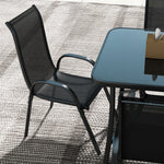 8 Pieces Patio Furniture Set with 9Ft Patio Umbrella, Outdoor Dining Table and Chairs, Black