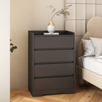 4 Drawer Dresser, Chest Of Drawers Without Handle,Black Dresser For Bedroom Waterproof, Modern Wooden Cabinet With Sturdy Frame For Living Room, Entryway, Bedroom, Hallway, Office
