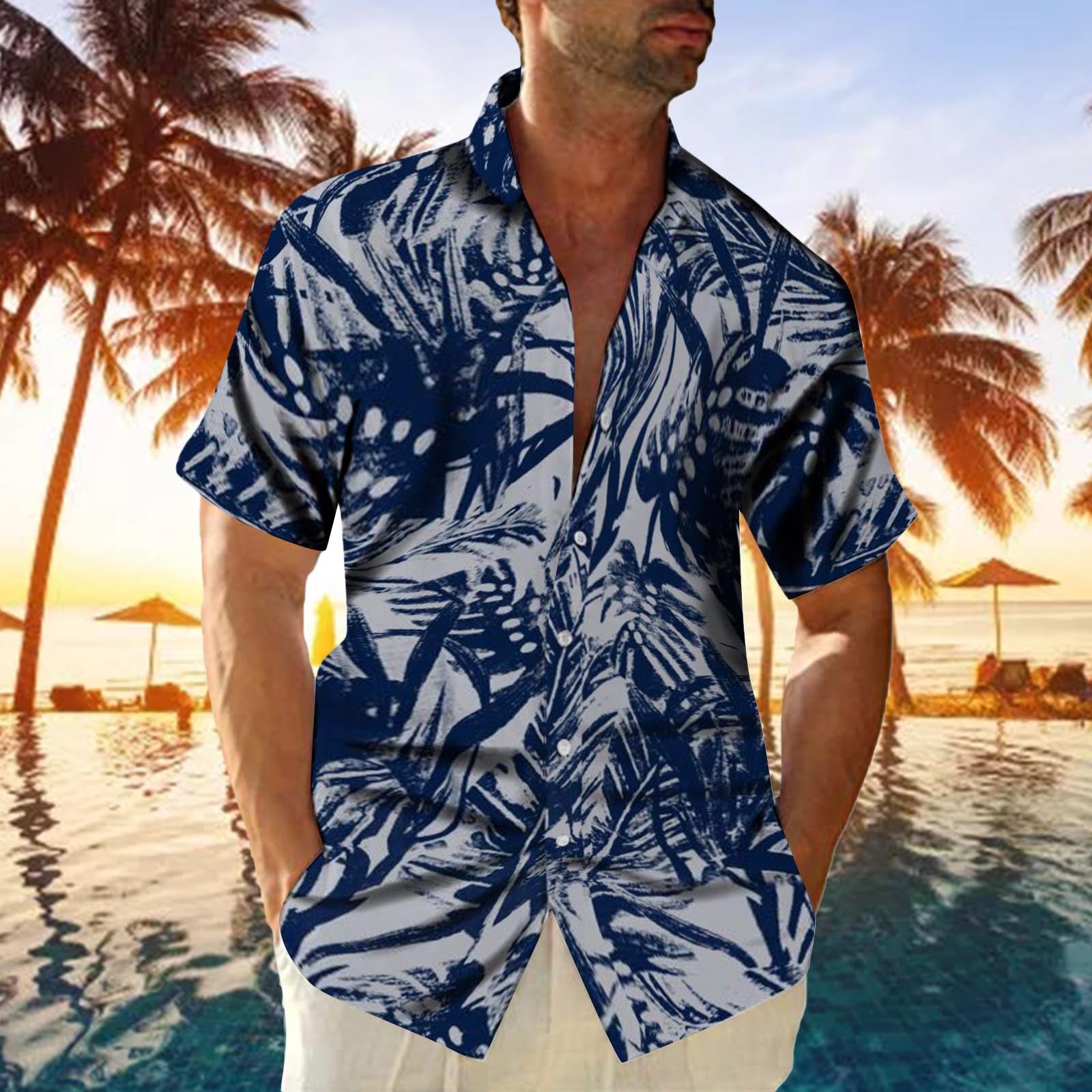 Men's Plus-Size Printed Casual Loose Short-Sleeve