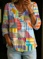 Women's Fashion Round-Neck Printed Plus-Size Shirt