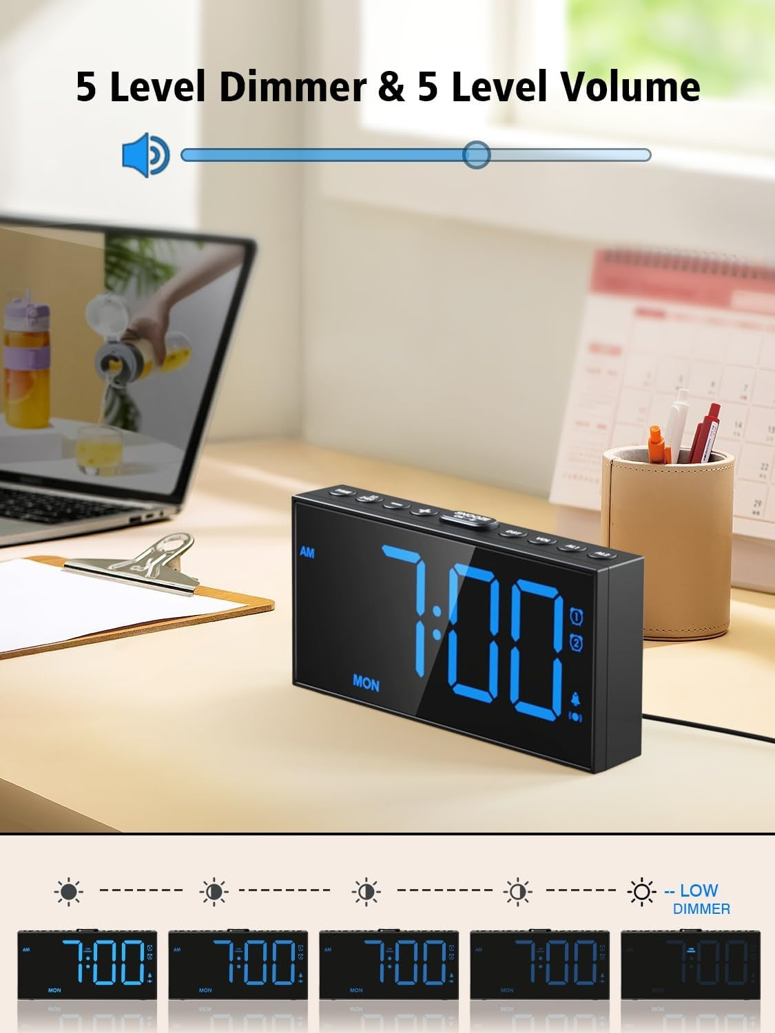 A Loud Alarm Clock With A Bed Vibration Device, Specially Designed For People With Severe Insomnia. It Is Suitable For Those With Hearing Impairments And Deafness. It Has 2 Alarm Functions, 3 Vibratio