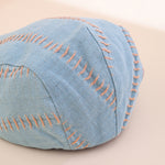 Soft-top Front Hat With Solid Color Stitching, Featuring A Trendy And Retro Design With A Brim. It Is A Newsboy-style Hat Suitable For Daily Casual Outings