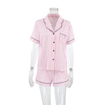 Printed Cardigan Short-Sleeve Shorts Womens Set