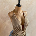 Neck Hanging Sleeveless Maxi Backless Tie Up Top