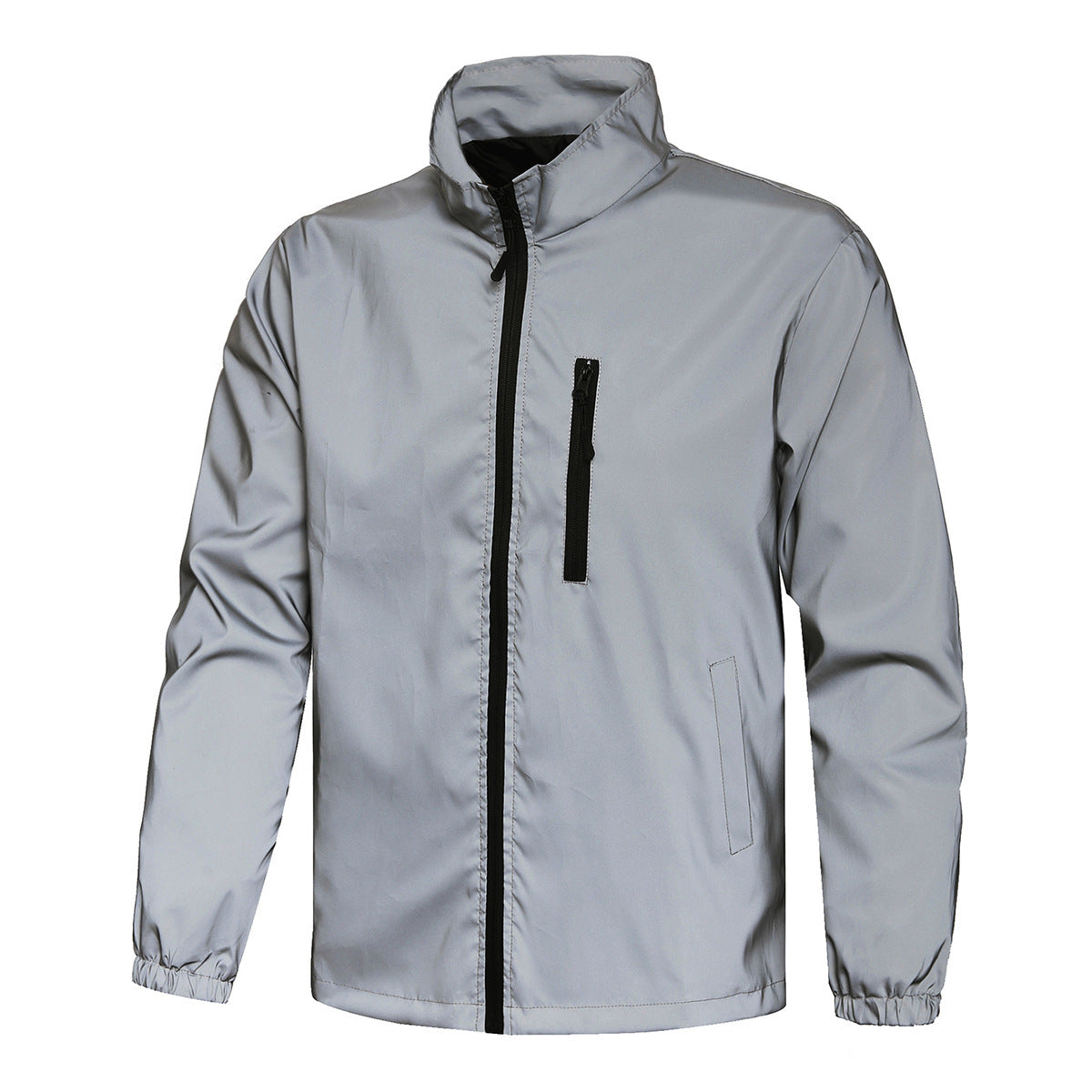 Men's Stand-Up Collar Reflective Jacket