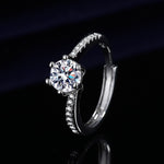 Elegant 1ct Simulated Moissanite Six-Prong Ring Luxury Wedding Jewelry For Women