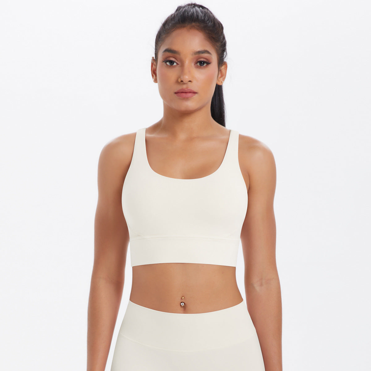 New Nude-Feel Yoga Tank Top Womens Cross-Back Sports Bra