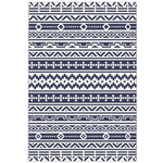 Reversible Outdoor Rug, Waterproof Plastic Straw With Carry Bag, 6 X 9, Blue  White Geometric
