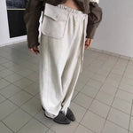 Pair With A Small Waist Bag Fleece-lined Korean-designed Intricately Detailed Vintage-style Casual Pants