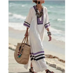 Five-point Sleeve Long Patch Pocket Kaftan Dress