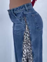 Leopard Print Zip-up Jeans