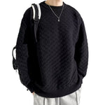 High-End Plaid Jacquard Sweater Mens SpringAutumn Trendy Loose Knitwear