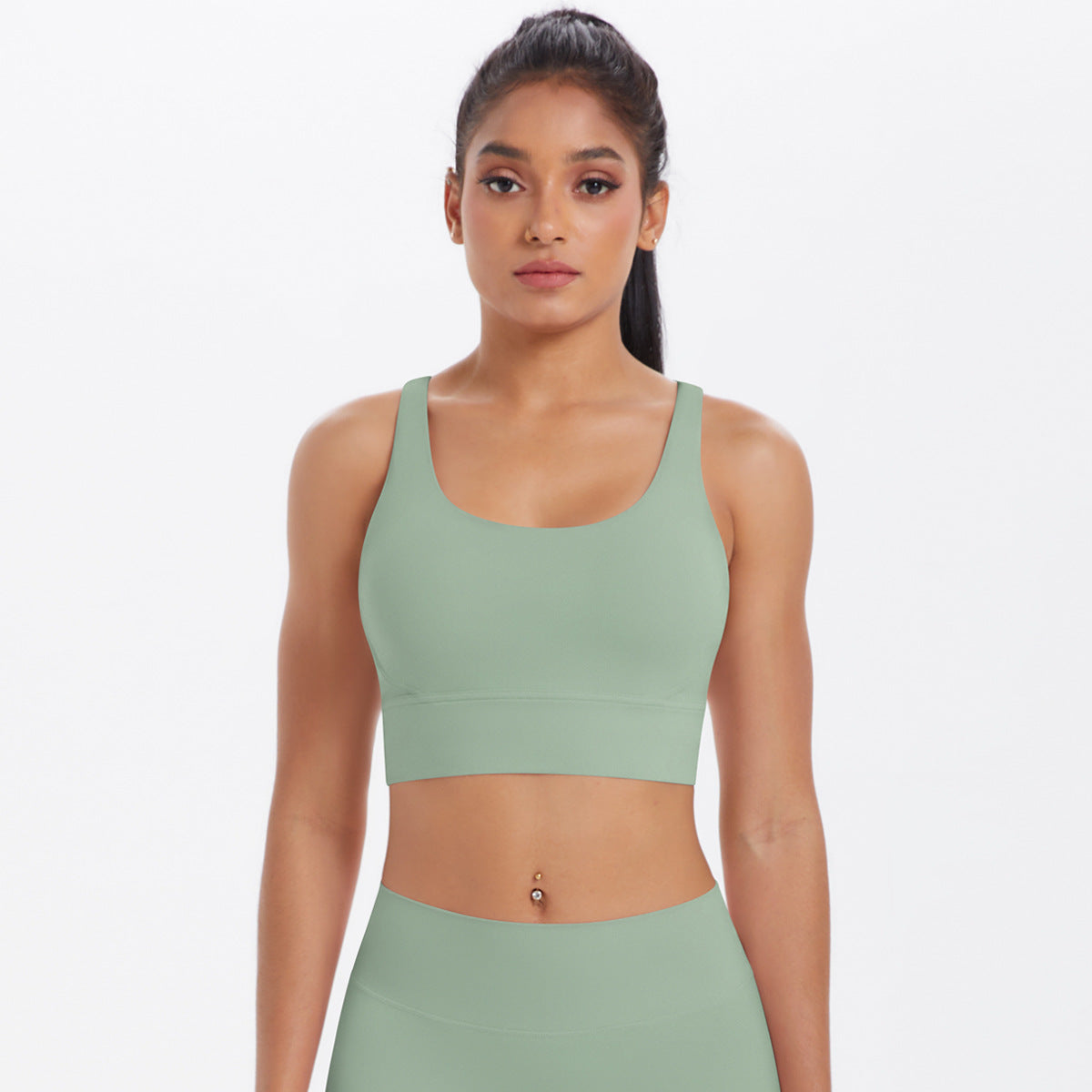 New Nude-Feel Yoga Tank Top Womens Cross-Back Sports Bra